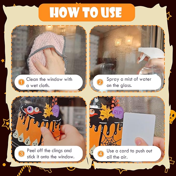 Halloween Window Clings - Halloween Decorations Static Window Stickers for Glass, Removable Large Double-Sided Window Decals for Indoor Home Decor, Bat Fall Cute Party Gift, 65 PCS/9 Sheet-Ruum Studio Home