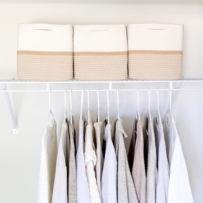 NaturalCozy Storage Cubes 11 Inch Cotton Rope Woven Baskets for Organizing, 3-Pack | Cube Storage Bin | Square Storage Baskets for Shelves Organizer, Classroom, Kids Toy Bins, Closet, Baby Nursery-Ruum Studio Home