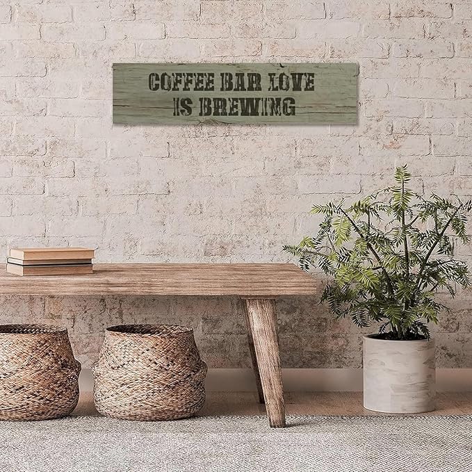 Generic Funny Wood Sign Coffee Bar Love is Brewing Rustic Wooden Hanging Sign Home Farmhouse Kitchen Wall Decoration 16 x 6 Inch-Ruum Studio Home