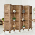 Room Divider with Shelves, Privacy Screen, Room Dividers and Folding Privacy Screens, 6 Panel Wood Temporary Wall Partition Separation Separator, Brown-Ruum Studio Home