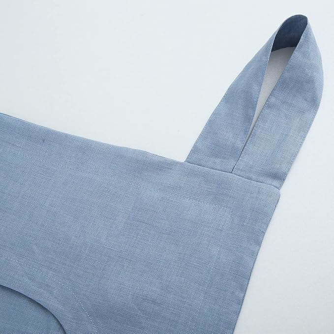 Amazhiyu 100% Linen Door Hanging Laundry Hamper Bag, 19x27 Inches, Steel Blue-Ruum Studio Home