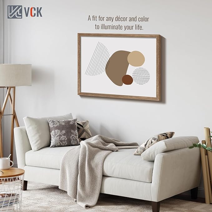 VCK 24x30 Poster Frame 3 Pack, Brown Walnut Wood Picture Frame, Exclusive Wood Grain, Wall Mounting Hanging-Ruum Studio Home