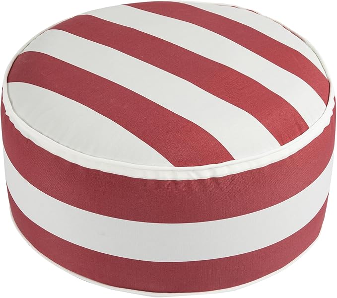 FUNHOME Inflatable Outdoor Ottoman with Air Pump,20"x9" Portable Patio Pouf,Water Resistant,Fade-Resistant,Round Blow Up Footrest Stools for Home Garden Camping Travel(Red White)-Ruum Studio Home