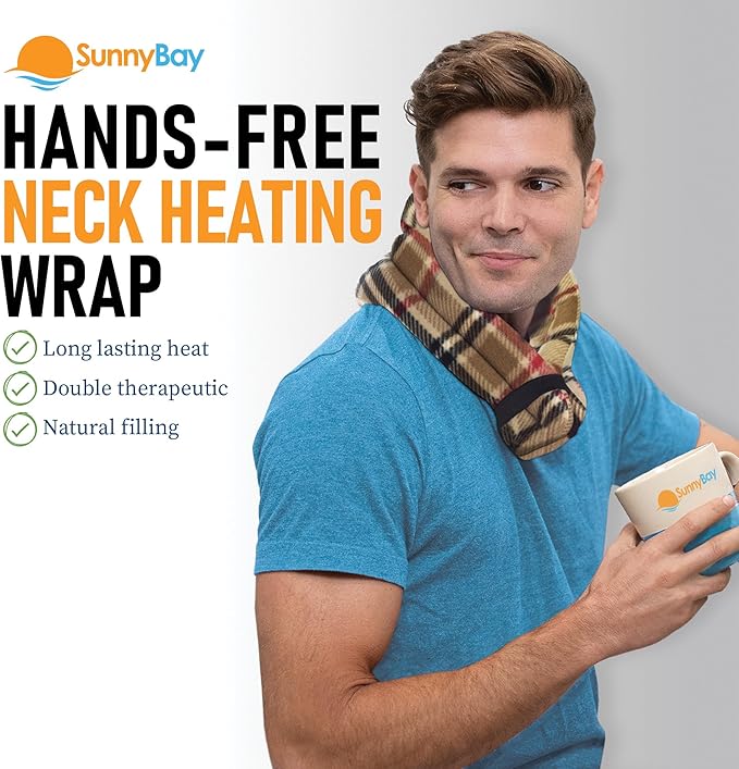 SunnyBay Microwave Heating Pad, Microwavable Heated Neck and Shoulder Wrap, Moist and Weighted Hands-Free Beanbag Pack with Wide Neck Coverage, 2.5 lbs, 26 Inches Long-Length, Made in USA, London-Ruum Studio Home