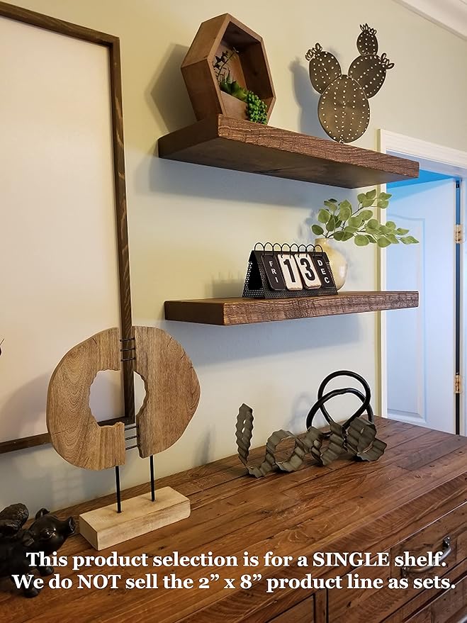 joelsantiques 42 Inch Wooden Floating Shelves for Wall - 42x8x2 in - Made of Natural Wood - Heavy Duty Rustic Wall Shelves Made in USA - Perfect for Living Room, Kitchen - Brown-Ruum Studio Home