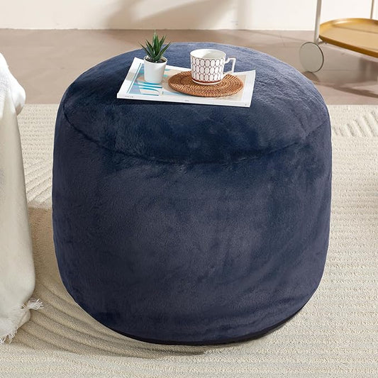 Boho Ottoman Living Room Furniture 26"x18" Round Ottomans Pouf Couch Foot Rest Navy Pouf Ottoman Foot Rest with Foam Chunk Filling Pouffe Ottomans Stuffed Foot Rests Poufs for Couch-Ruum Studio Home