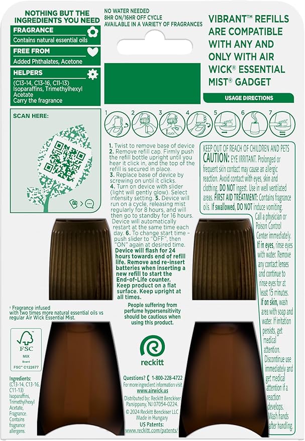 AIR WICK Essential Mist Twin Refill – White Sage & Mahogany (2x.67) oz.-Ruum Studio Home