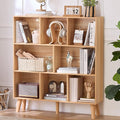 LEYAOYAO Wooden 8 Cube Book Shelf, Natural 3 Tier Bookshelf with Legs, Modern Open Storage Organizer,Boho Bookcase,Display Cabinet Shelf Free Standing Bookshelves for Bedroom,Living Room,Office-Ruum Studio Home