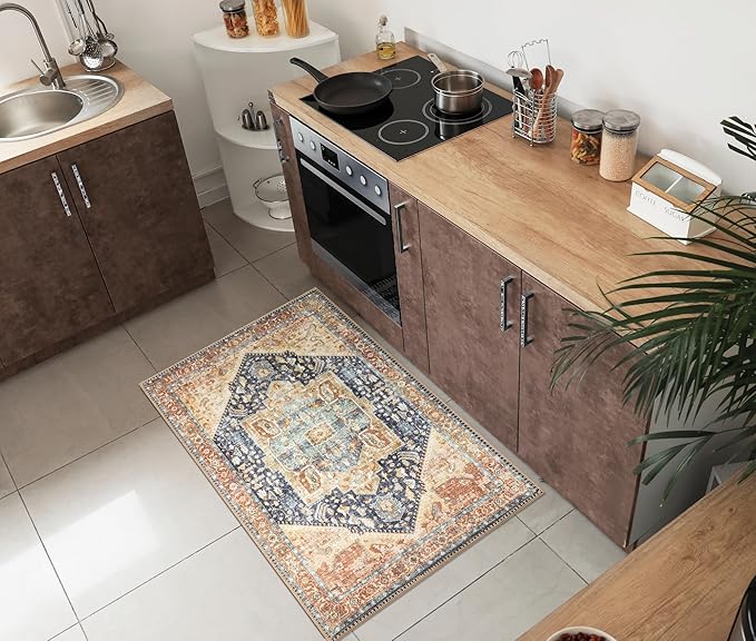 Keen Home Design 2x3 Rug - Machine Washable Entry Rug with Non-Slip Backing, Ideal for Enteryway, Kitchen, Bathroom, Laundry Room - Vintage, Easy Clean, Durable, Low Pile Rug - (2' x 3')-Ruum Studio Home