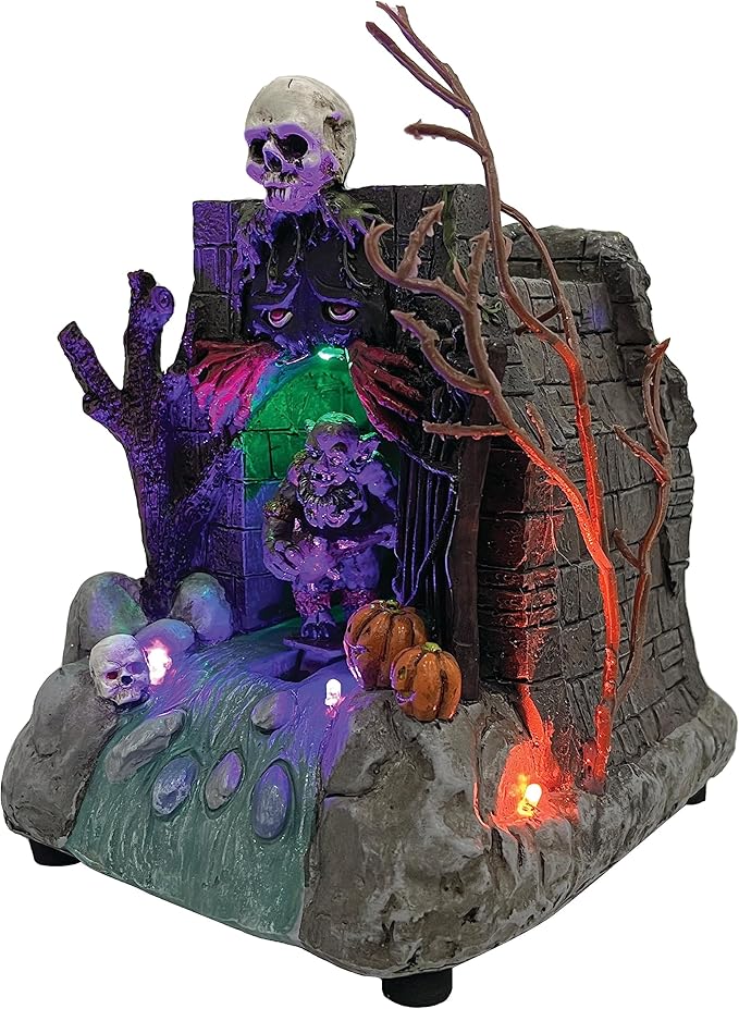 Animated Drainpipe Ghoul Halloween Figurine | Spooky Town Collection Accessories with Multi-Color LED, Motion and Sound for Halloween Decorations | 8.66 Inch-Ruum Studio Home