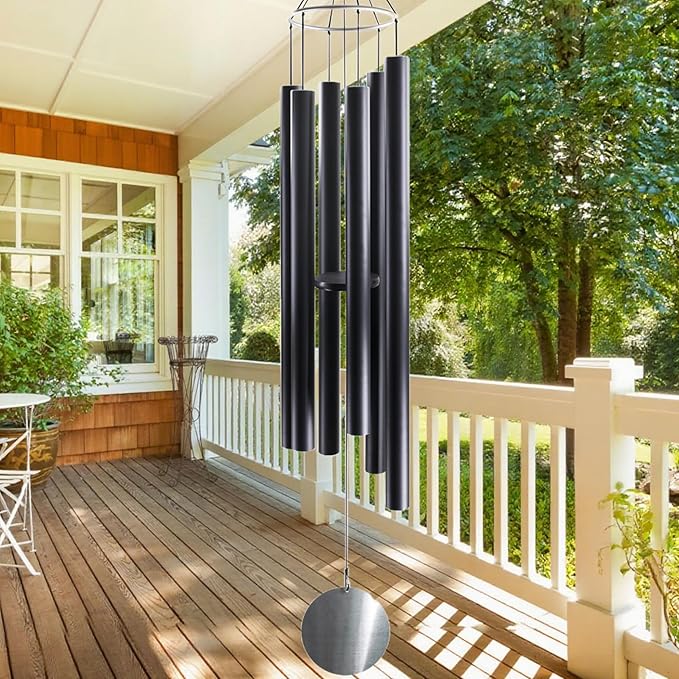 ASTARIN 78 Inch Wind Chimes for Outside with 6 Tubes Tuned Relaxing Melody, Extra Large Wind Chimes Outdoor Deep Tone for Patio, Backyard, Garden, and Outdoor Decor,Black-Ruum Studio Home