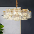 30.3“ Gold Semi Flush Mount Ceiling Light Fixtures, 8-Light Gold Modern Crystal Chandelier Height Adjustable Pendant Lighting for Bedroom Entryway Hallway Kitchen Island Living Room Foyer-Ruum Studio Home