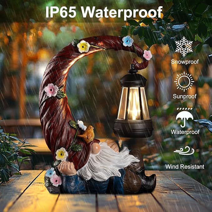 Garden Gnomes Outdoor Statues with Solar Light Funny Gnome Decor Gifts for Women Mom Gnomes Decorations for Home Patio Lawn Yard Garden Decor-Ruum Studio Home