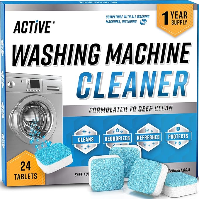 Washing Machine Cleaner Descaler 24 Pack - Deep Cleaning Tablets For HE Front Loader & Top Load Washer, Septic Safe Eco-Friendly Deodorizer, Clean Inside Drum and Laundry Tub Seal - 12 Month Supply-Ruum Studio Home