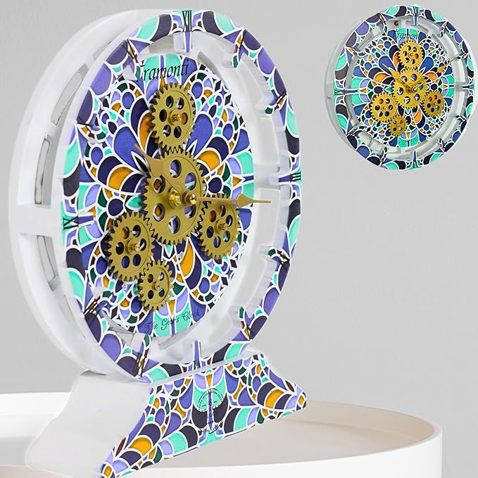 The Gears Clock Wall Clock Italy Collection with Moving Gears (Tramonti, 10 inch Round)-Ruum Studio Home