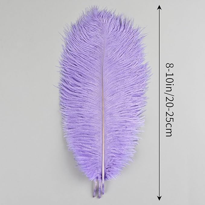 THARAHT Lavender Ostrich Feathers 24pcs Natural Bulk 8-10Inch 20cm-25cm for Crafts Wedding Party Centerpieces Flower Arrangement Easter Gatsbi and Home Decoration Feather-Ruum Studio Home