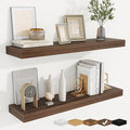 fuqing Floating Shelves for Wall, Bathroom Shelf Wall Mounted for Storage, Shelves with Invisible Bracket for Bedroom, Kitchen, Living Room, Farmhouse Small Book Shelf, 32 Inch Set of 2, Walnut-Ruum Studio Home