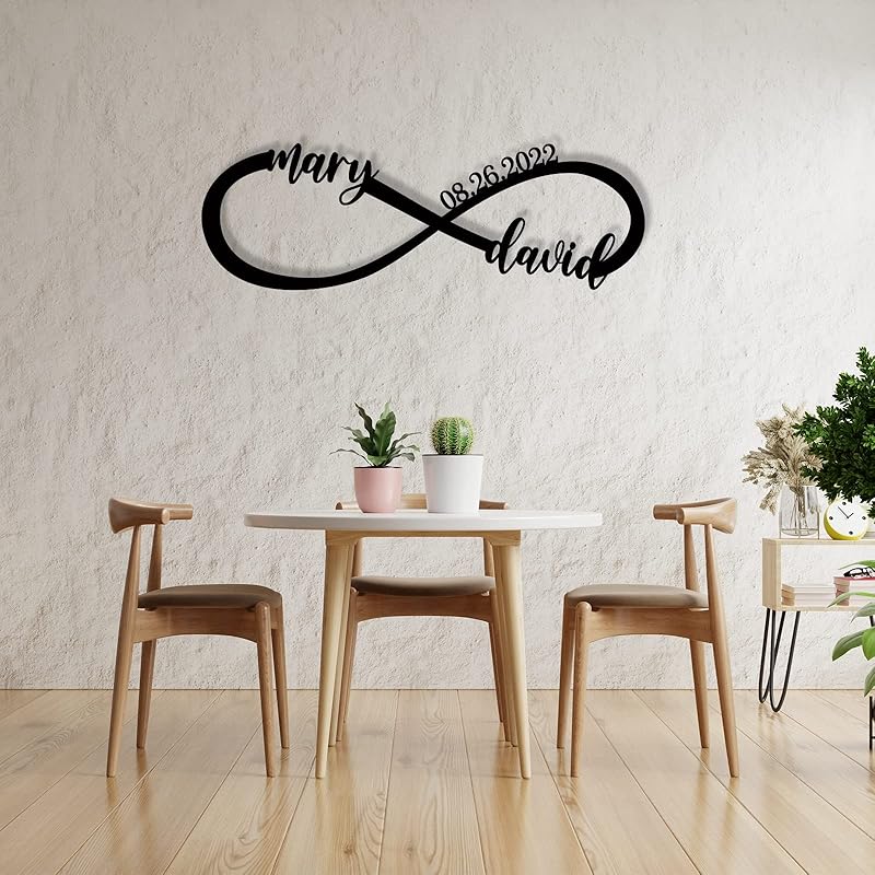 Wedding Gifts for Couples 2025 | Personalized Wedding Gifts | Couples Gift for Her | Anniversary Wedding Date Sign | Engagement Gift | Wall Decor | Bridal Shower Gift | Infinity Metal Sign-Ruum Studio Home