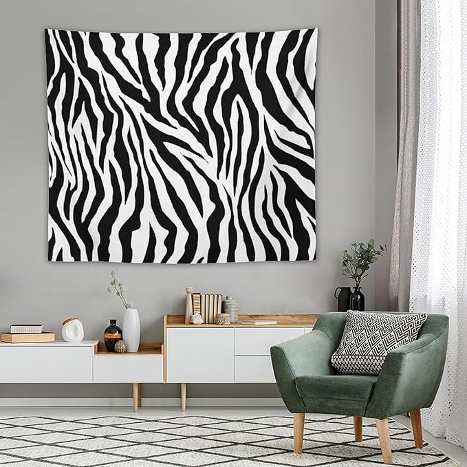 HZOHNAGO Zebra Print Tapestry Nature Wild Animals Black and White Stripe Printed Wall Tapestry Painting Wall Hanging for Bedroom Living Room Dorm 60" W x 50" H-Ruum Studio Home