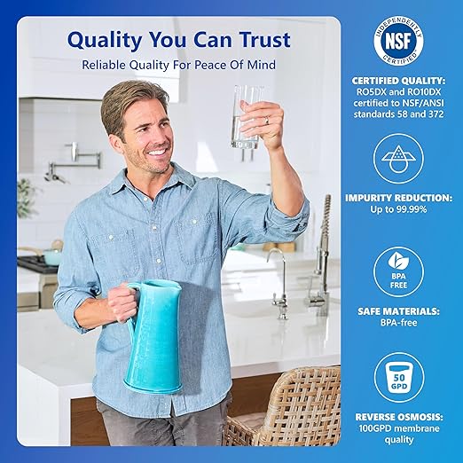 Express Water RO5DX Reverse Osmosis Filtration NSF Certified 5 Stage RO System with Faucet and Tank – Under Sink Water Plus 4 Filters – 50 GPD, 14 x 17 x 5, White-Ruum Studio Home