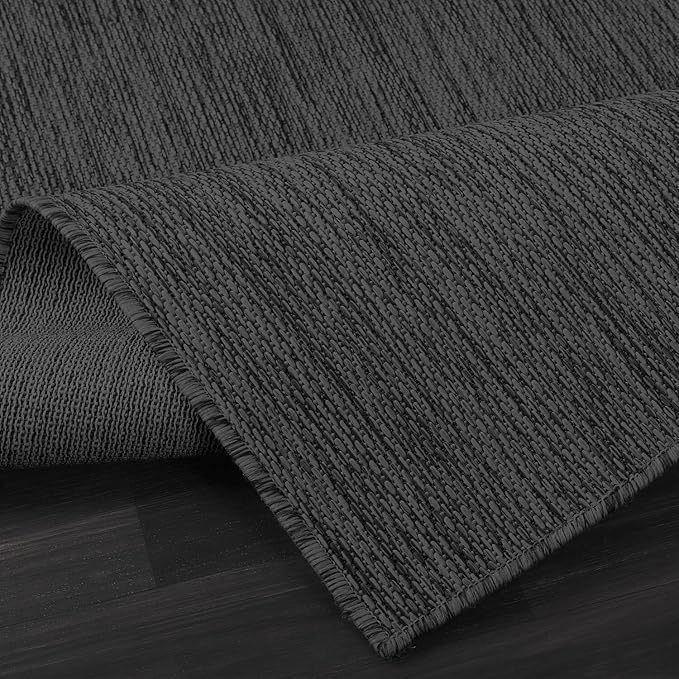 Washable Indoor Outdoor Rug 9x12 Weather Resistant Area Rugs Modern Solid for Porch Deck Balcony Backyard Patio Outside Carpet (9 X 12 Dark Grey)-Ruum Studio Home