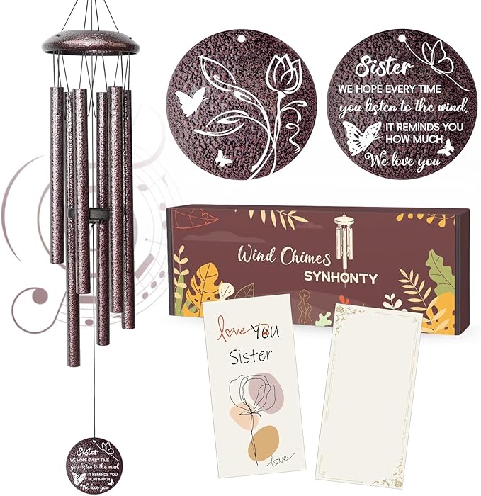 Gifts for Sister, 25''Wind Chimes, Birthday Gifts for Sister, Soul Sisters Unique Gift for Women,Thanksgiving,Christmas Day Gift Ideas for Love Rreminder-Ruum Studio Home