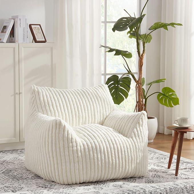 Giant Bean Bag Chairs for Adults with Filling Plush Fluffy Bean Bag Chairs for Teens with Armrests Comfy BeanBag Lazy Couch Sofa Chair for Bedroom Living Room Reading-Ruum Studio Home
