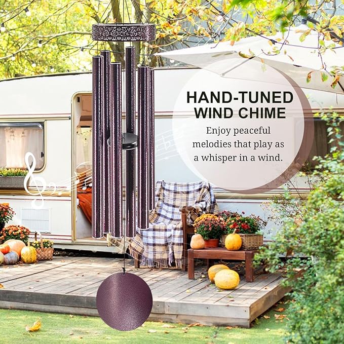 ASTARIN 48'' Large Wind Chimes - 6 Heavy Tubes, Memorial Outdoor Chimes for Garden Decor, Sympathy Gifts, Bronze-Ruum Studio Home