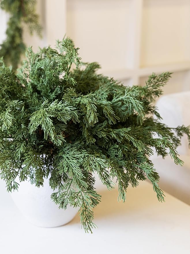 MISSPIN 12 Pcs 21.5 Inches Christmas Cedar Branches, Cedar Artificial Christmas Branches DIY Crafts Faux for Xmas Indoor Outdoor Home Decor-Ruum Studio Home
