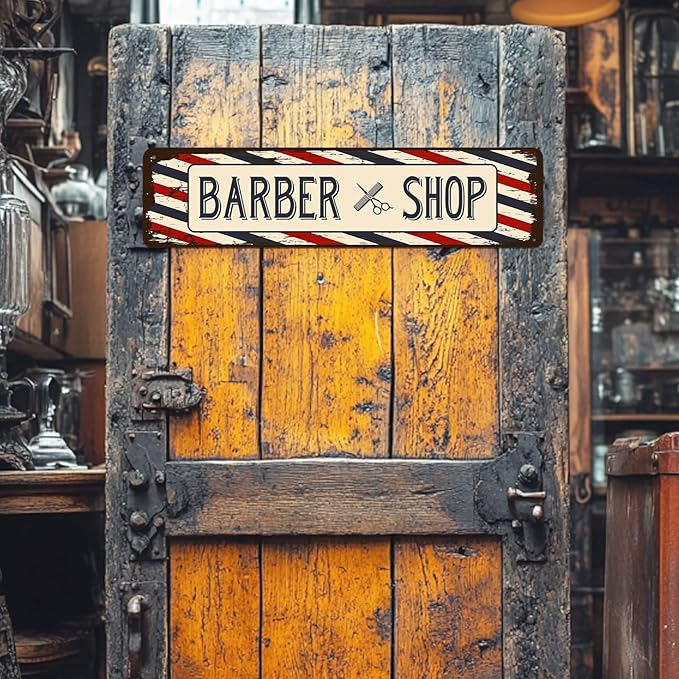 Barber Shop Decor Accessories - Barbershop Poster Metal Tin Signs Vintage Wall Art, Barber Gifts for Men Haircut Decorations 4x16 Inch-Ruum Studio Home