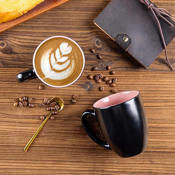 GBHOME 16oz Coffee Mugs Set of 6, Large Ceramic Coffee Mugs for Man, Woman, Dad, Mom, Modern Coffee Mugs Set with handle for Tea/Latte/Cappuccino/Milk/Cocoa. Dishwasher&Microwave Safe,Pink-Ruum Studio Home