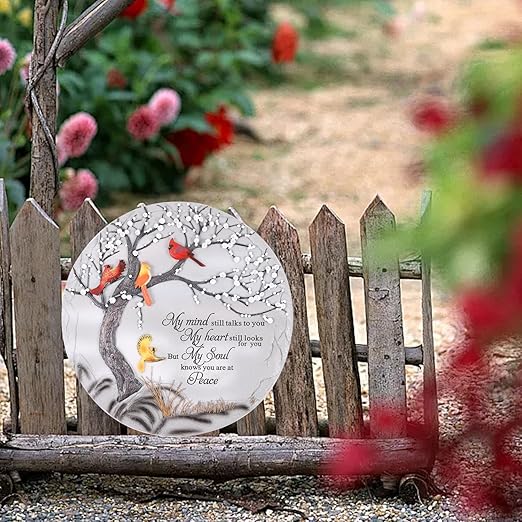 Cardinal Memorial Graden Stones, Garden Stones in Memory of Loved Ones, Memorial Gifts for Loss of Mother Father, Memorial Stepping Stones for Outdoor Decor, Memorial Gifts-Ruum Studio Home
