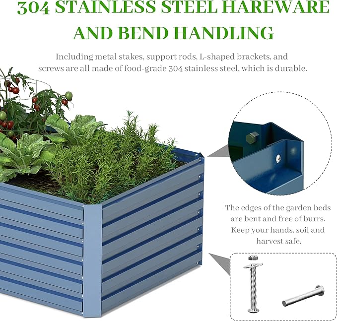 6x3x2 ft Raised Garden Bed, Large Metal Planter Raised Beds, Planters for Outdoor Plants for Vegetables, Flowers, Herbs, Fruits, and Succulents.(2 Pcs, Blue)-Ruum Studio Home