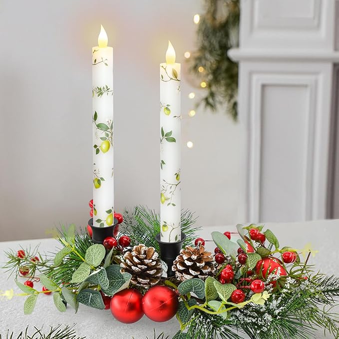 Lemon Flameless Taper Candles with Remote and Timer Flickering Flame Battery Operated Taper Candles for Home Bedroom Wedding Party Fall Christmas Summer Decor 9.6"-Ruum Studio Home