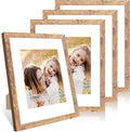 11x14 Picture Frame Set of 4, 11 x 14 Wood Photo Frames with Mat for 8x10, Natural Wooden Frame with Real Glass Cover for Wall and Tabletop Display,Brown-Ruum Studio Home