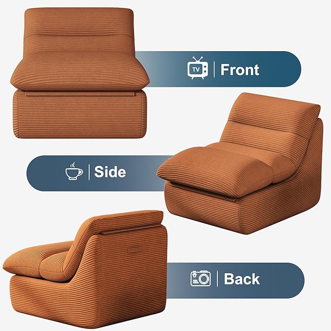 Misolant Bean Bag Chairs，Big Corduroy Fabric Sofa Bean Bag Chair for Adults and Teens with High-Resilience Sponge, Non-Slip Base Floor Lounge Sofa for Home, Living Room, Bedroom, Gaming Brown-Ruum Studio Home