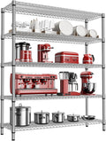 2200 Lbs 5 Tier Storage Rack Metal Wire Shelving Unit, Storage Standing Shelf Organizer for Laundry Bathroom Kitchen Pantry Closet Garage, Chrome 17.7" D x 59.1" W x 70.4" H-Ruum Studio Home