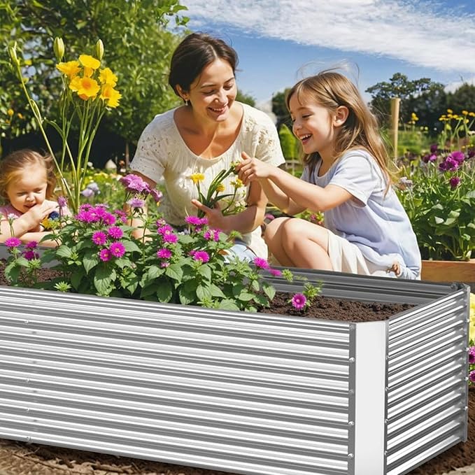 2 Pack 6x3FT Tall Galvanized Raised Garden Bed Outdoor,Metal Garden Bed for Vegetables,Steel Raised Beds for Gardening,Above Ground Garden Box for Flower-H2M-Ruum Studio Home