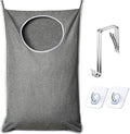 XL Hanging Laundry Hamper, Extra Large Tear-resistance Door Hamper with 2 Types Hooks for Dirty Clothes, Save Bathroom Space Hanging Laundry Bag (36.5x 22 Inch,Grey)-Ruum Studio Home
