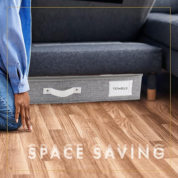HOMELUX THEORY 2pc Under Bed Storage Containers, Bedroom Under the Bed Drawer Storage Organizer with Bins and Lids, Large Underbed Clothes Storage Box Ideal for Blanket, Fabric, & Shoes (LightGray)-Ruum Studio Home