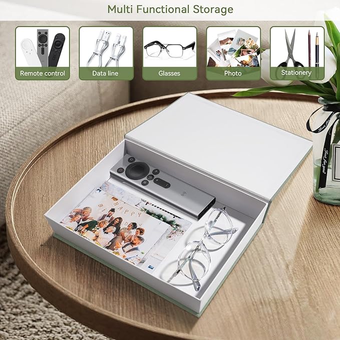 Aesthetic Decorative Books -Set of 2 Minimalist Linen Hardcover Faux/Fake Books for Coffee Table Home Decor Living Room Decoration, Photo Storage or as a Keepsake Box(Sage-beige-artist)-Ruum Studio Home