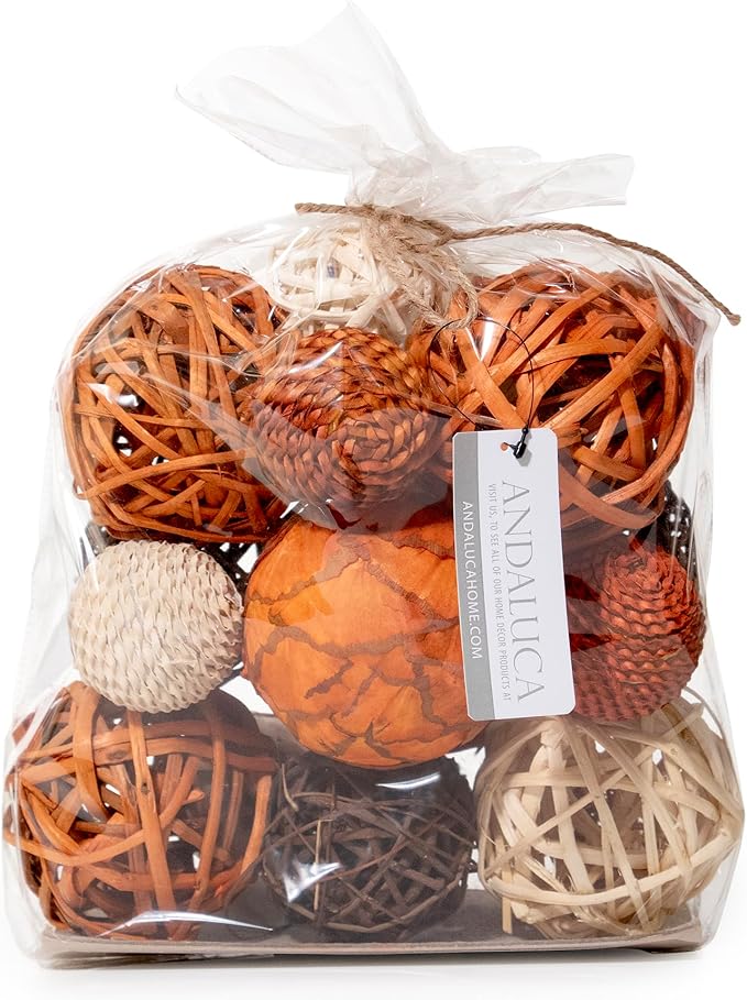 ANDALUCA Large Decorative Vase Filler Bag with Orbs, Balls (Burnt Orange)-Ruum Studio Home