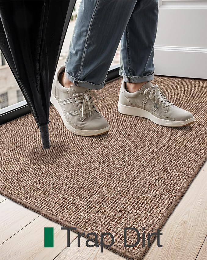 LUMI Indoor Door Mat 36"x59", Ultra Thin Low Profile Non-Slip Doormat for Home Entrance, Absorbent & Stain-Resistant Welcome Mats, Washable Entryway Mat for Front Door, Patio, Porch, Camel-Ruum Studio Home