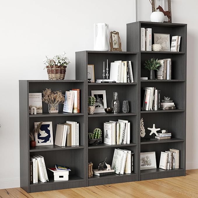 Bookshelf, Open Modern Bookshelf, 5 Shelf Bookcase with Freestanding Display Storage, Wooden Book Shelf for Bedroom, Living Room, Dinning Room, Office, Dray-Ruum Studio Home