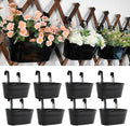 8 Pack Metal Hanging Planter for Outdoor Plants, 10 Inch Black Fence Planters Railing Pots for Garden Patio Balcony Decor, Flower Bucket with Detachable Hooks (Black, 8Pcs)-Ruum Studio Home