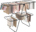 SONGMICS Clothes Drying Rack, Foldable 2-Level Laundry Drying Rack, Free-Standing Laundry Airer, with Height-Adjustable Wings, 33 Drying Rails, Sock Clips, Black ULLR053B01V1-Ruum Studio Home