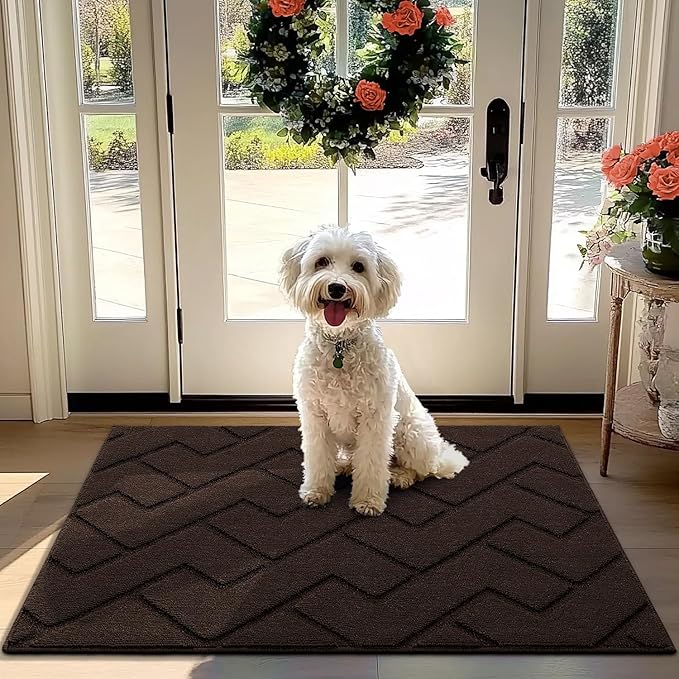 hicorfe Front Door Mat Outside Entrance,32"x40" Absorbent Muddy Dirt Resist Welcome Door Mats Outdoor Indoor,Stain and Fade Resistant,Non Slip Backing Entry Mat Doormat for Entryway(Coffee)-Ruum Studio Home