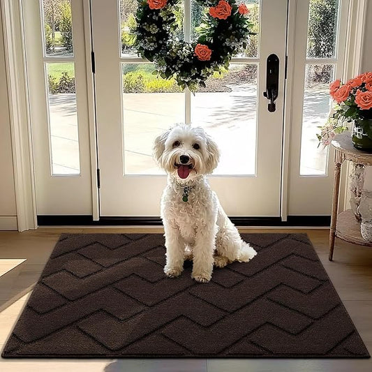 hicorfe Front Door Mat Outside Entrance,32"x40" Absorbent Muddy Dirt Resist Welcome Door Mats Outdoor Indoor,Stain and Fade Resistant,Non Slip Backing Entry Mat Doormat for Entryway(Coffee)-Ruum Studio Home