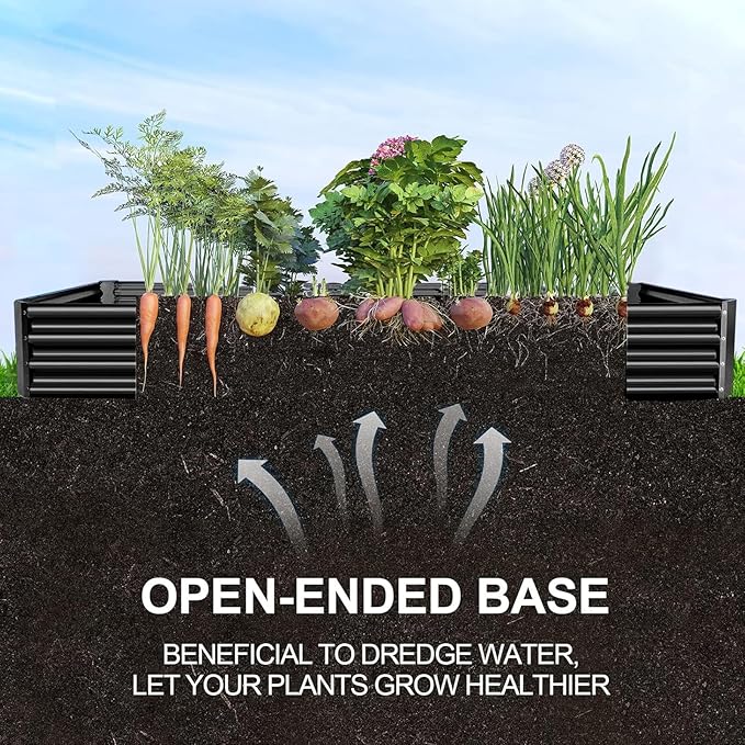 Land Guard 12×4×1ft Galvanized Raised Garden Bed Kit for Vegetables 2 Pack, Galvanized Super Large Metal Planter Raised Garden Boxes Outdoor (Gray)-Ruum Studio Home
