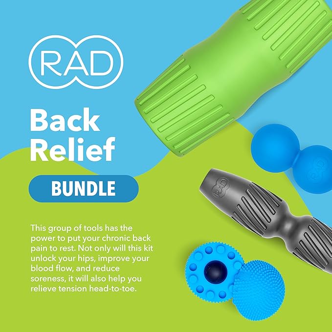 RAD Back Relief Massage Set – Myofascial Release Bundle for Back Pain, Muscle Recovery, and Mobility - Includes Exercise Foam Rollers, XL Peanut Massage Ball, and Neuro Ball Foot Roller-Ruum Studio Home
